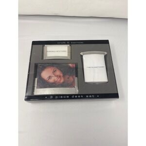Croft & Barrow 3 Piece Desk Set Silver Picture Frame Card Memo Holder New Boxed